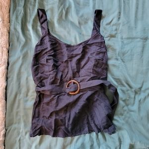 NWT Bravissimo Navy Blue Arabella Linen Mix Suntop size 14 US/18 UK